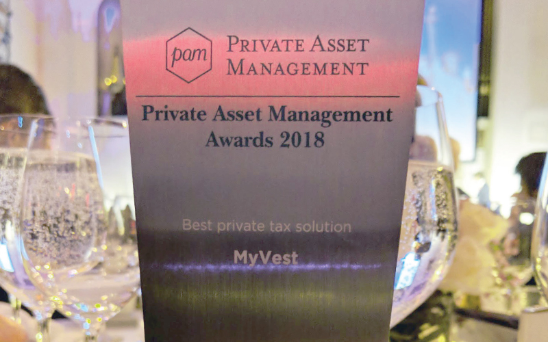 MyVest wins PAM Award for Best Private Tax Solution